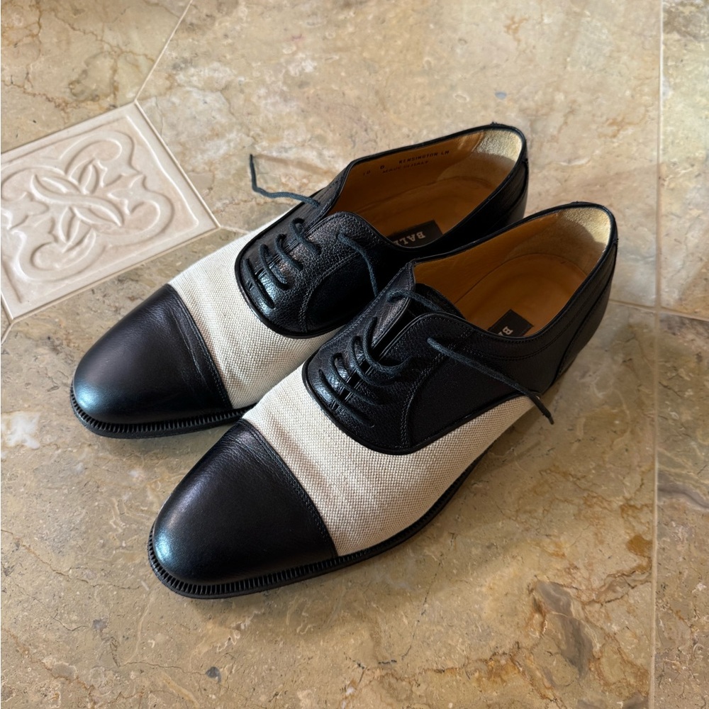 Bally Two-Tone Black and Cream Oxfords